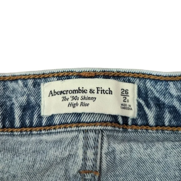 Abercrombie & Fitch the 90s Skinny High Rise distressed stone wash jeans W26 L30 - Picture 7 of 11